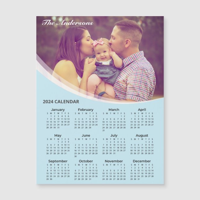 Lägg till din egen foto 2024-kalender | Magnetkort (Framsida)