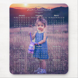 Lägg till din egen foto 2024-kalender Mousepad Musmatta