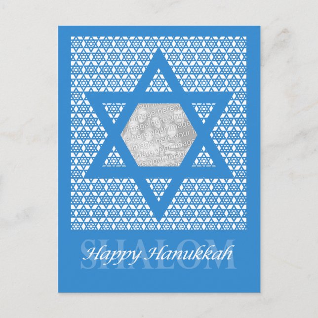 LÄGG TILL DIN EGEN FOTO - Hanukkah - David-Star Helg Vykort (Framsida)