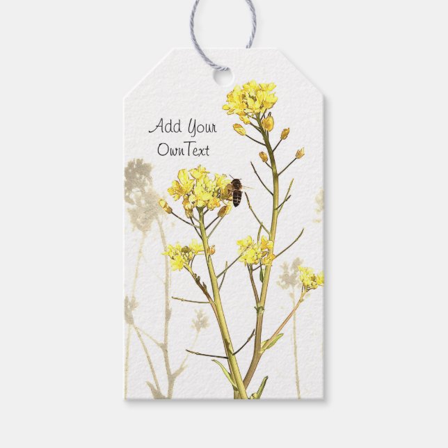 Lägg till din egen Gula blommor Presentetikett (Framsidan)