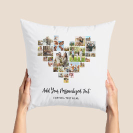 Lägg till din egen Hjärtformade textfotosamling Kudde