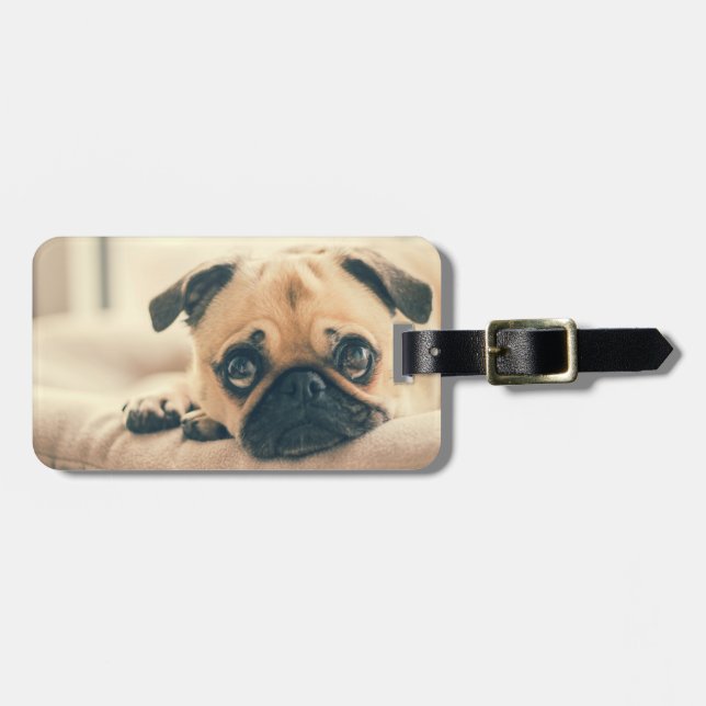 Lägg till din egen Hund-fotoresa | Lustigt pug Bagagebricka (Horisontell Framsida)