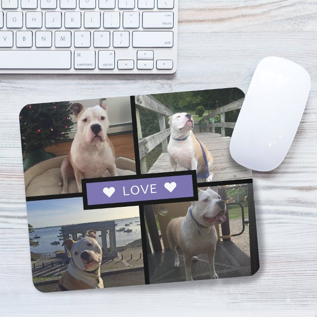 Lägg till din egen Hund Photo Collage-Lila Musmatta (Add Your Own Dog Photo Collage Purple Mouse Pad)