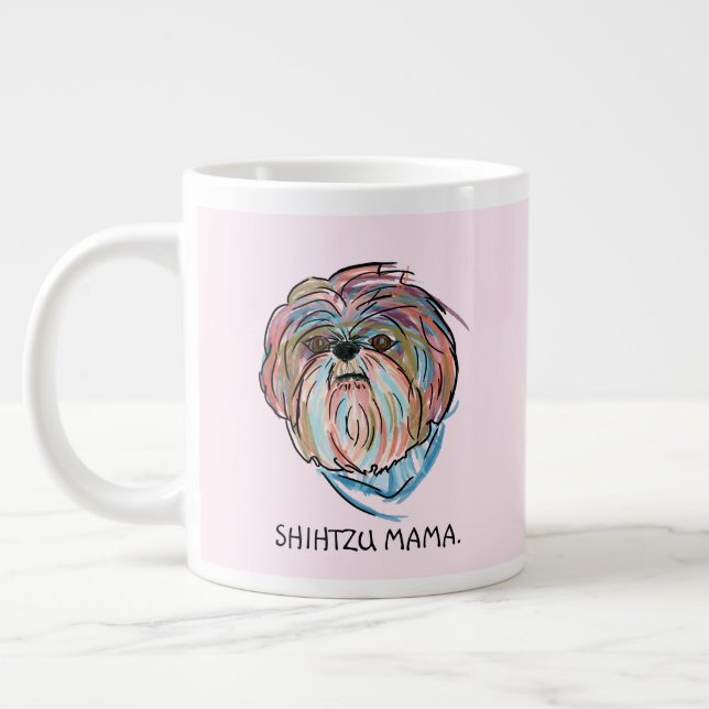 Lägg till din egen Hund Shihtzu Mors dag Cute Jumbo Mugg (Vänster)