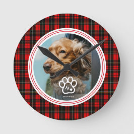 Lägg till din egen hunds foto-monogramnamn i tarta rund klocka