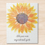 Lägg till din egen inspirationsoffert Solros Pussel<br><div class="desc">Detta unika pussel är dekorerat med en gult vattenfärgad solrosolros och snyggt typografi. Anpassade enkelt med ditt favoritinspirerande eller motiverade budskap eller citat. Ursprunglig vattenfärg © Michele Davies.</div>