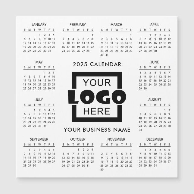 Lägg till din egen Logotyp 2025-kalender | Magnet (Framsida)