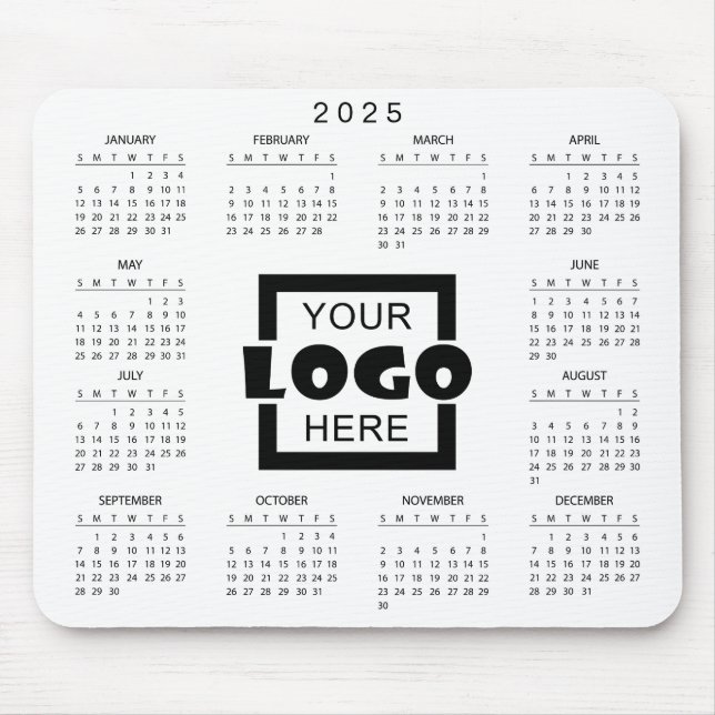 Lägg till din egen Logotyp 2025-kalender Musmatta (Framsidan)