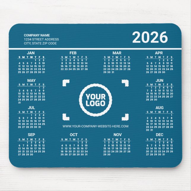 Lägg till din egen logotyp 2026 Kalender Musmattor (Framsidan)