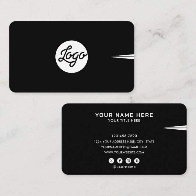 Lägg till din egen logotyp Cirkel Professionell Sv Visitkort (Fram/baksida)