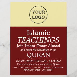 Lägg till din egen Logotyp, islamisk undervisnings Reklamblad