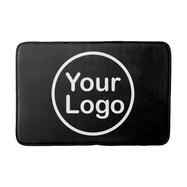Lägg till din egen Logotyp | Svart bakgrund Badrumsmatta (Framsidan)