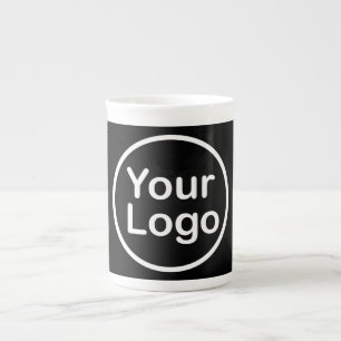 Lägg till din egen Logotyp Svart bakgrund Benporslin Mugg