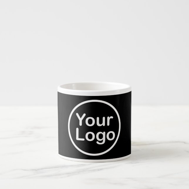 Lägg till din egen Logotyp | Svart bakgrund Espressomugg (Framsidan)