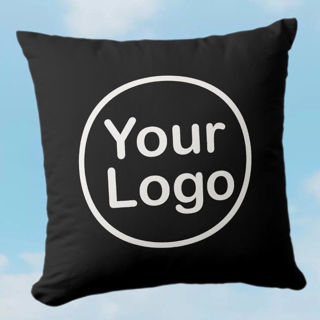 Lägg till din egen Logotyp | Svart bakgrund Kudde (Skapare uppladdad)