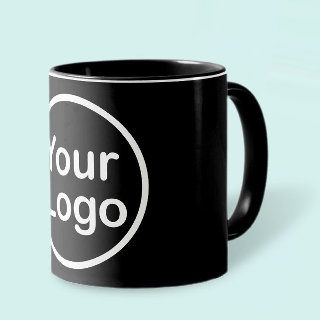 Lägg till din egen Logotyp | Svart bakgrund Mugg (Skapare uppladdad)