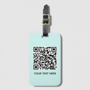 Lägg till din egen QR-kodtext Scan Minimal Aqua Bagagebricka