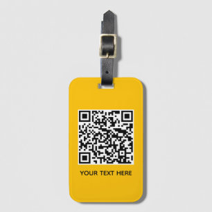 Lägg till din egen QR-kodtext Scan Minimal Gult Bagagebricka