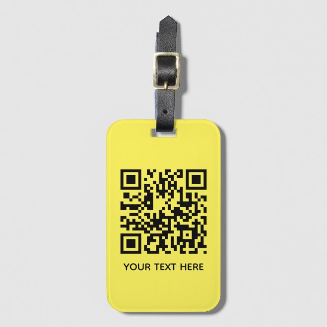 Lägg till din egen QR-kodtext Scan Minimal Simple  Bagagebricka (Framsida vertikal)