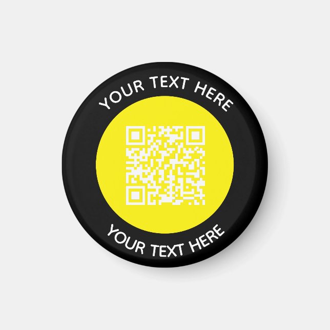 Lägg till din egen runda QR-kodtext Scan Minimum Magnet (Framsidan)