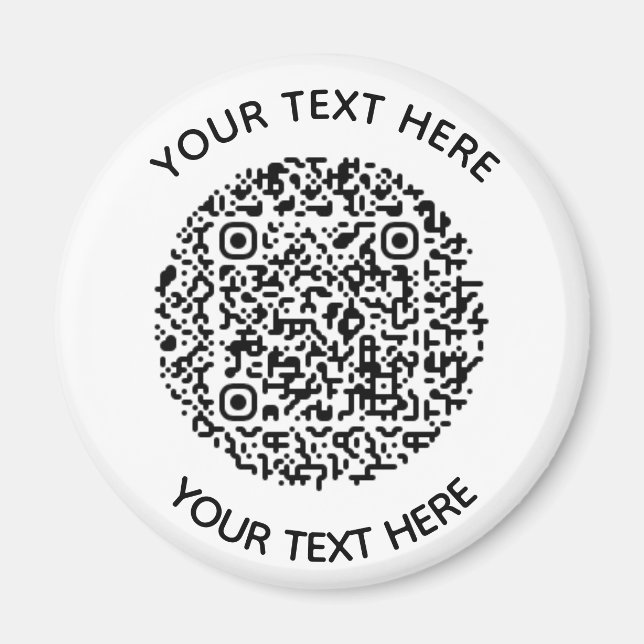 Lägg till din egen runda QR-kodtext Scan Minimum Magnet (Framsidan)