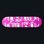 Lägg till din egen Shock rosa för anpassad Personl Mini Skateboard Bräda 18,5 Cm<br><div class="desc">Med Skateboard för egna Personliger för eget namn kan du lägga till personligens namn i modern vit typografi på en enkel shock rosa. Anpassa genom att redigera texten i textrutan. Ge är en anpassningsbar som har skateboarder för personlig till din favoritskateboarder för jul, födelsedag eller din BFF. Designad av ©Evco...</div>