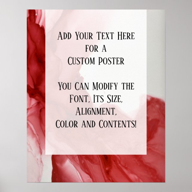 Lägg till din egen text, ljusröd Abstrakt, Bläck Poster (Framsidan)