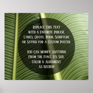 Lägg till din egen text Närbild på bananblad Foto Poster