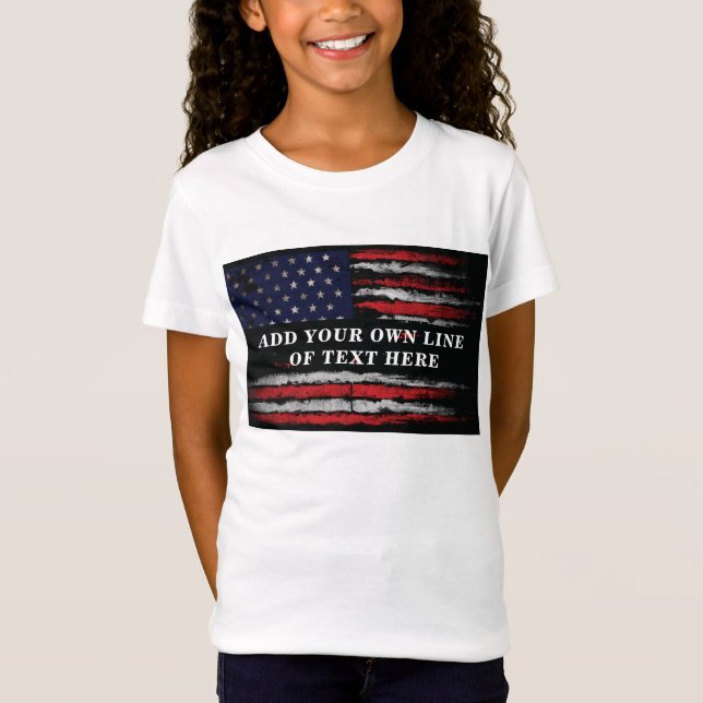 Lägg till din egen text om den grymge amerikanska  t shirt (Framsida)