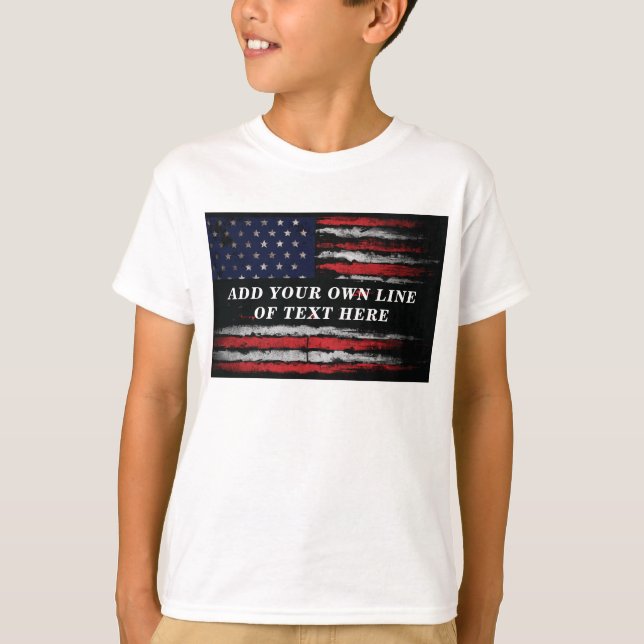 Lägg till din egen text om den grymge amerikanska  t shirt (Framsida)