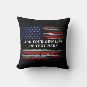 Lägg till din egen text på grunge amerikansk flagg kudde