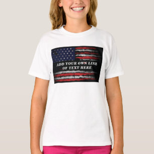 Lägg till din egen text på grunge amerikansk flagg t shirt