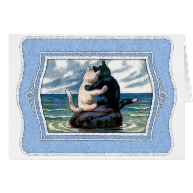 Lägg till din egen text: Romantiska katter Hälsningskort (Framsidan Horizontal)