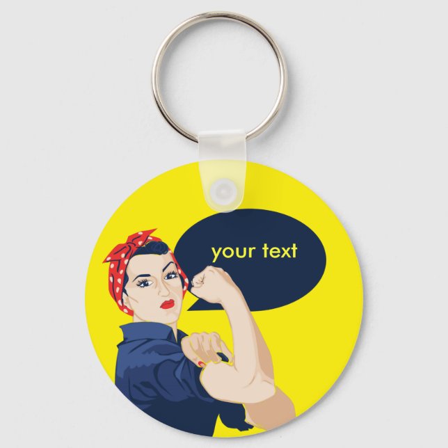 Lägg till din egen text till Rosie nitaren Nyckelring (Framsida)