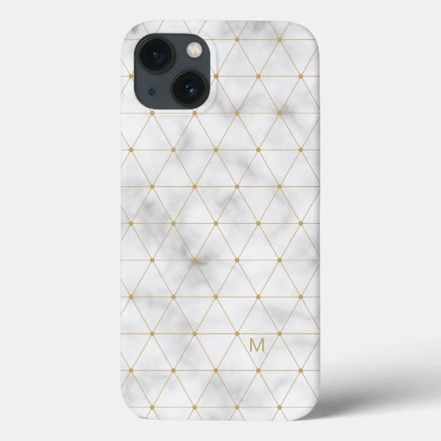 Lägg till din första | Guld Geometric White Marble (Baksida)