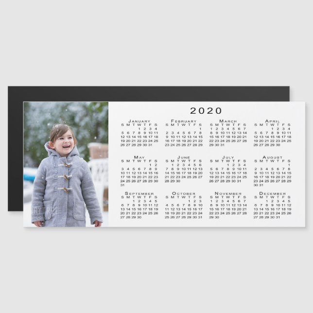Lägg till din foto 2020-kalender i vitt (Fram/baksida)