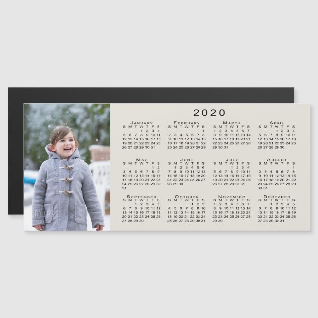 Lägg till din foto 2020-kalender på Beige (Fram/baksida)