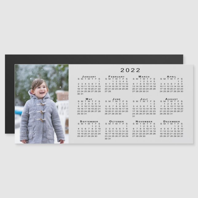 Lägg till din foto 2022-kalender på Grått Magnet (Fram/baksida)