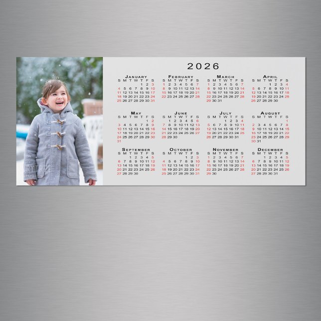 Lägg till din foto 2026-kalender på Grått Magnet (Add Your Photo 2026 Calendar on Grey Magnet in situ)