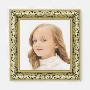 Lägg till DIN FOTO-Anpassningsbar Guld & Black Ram Magnet