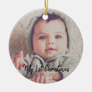 Lägg till din foto-Personlig min första jul Julgransprydnad Keramik