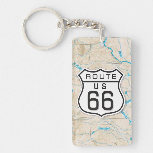 lägg till din foto Rt 66-akrylnyckelkedja (Framsidan)