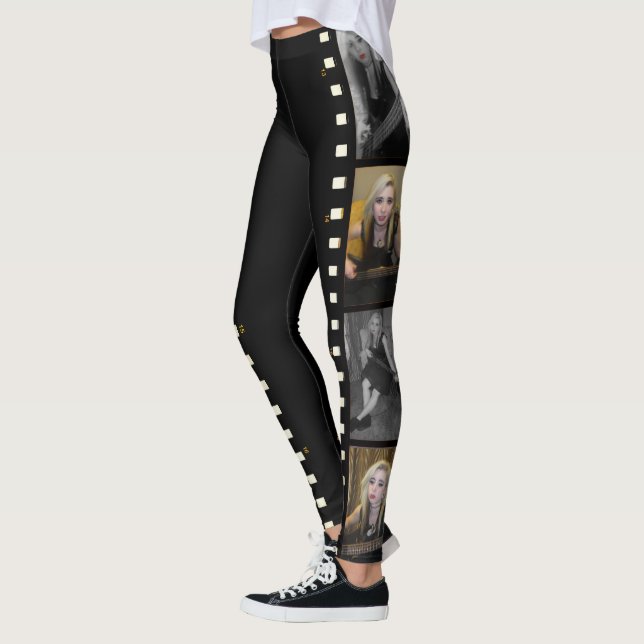 Lägg till din fotofilmremsa fotramar anpassade leggings (Vänster)