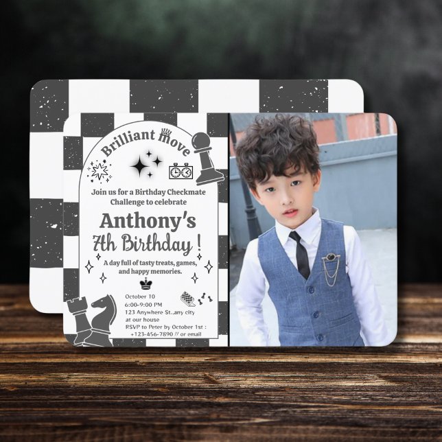 Lägg till din fotomosketurndag för pojkar inbjudningar (Skapare uppladdad)