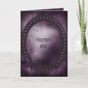 Lägg till din fotoromantiska lila Gothic ram Kort