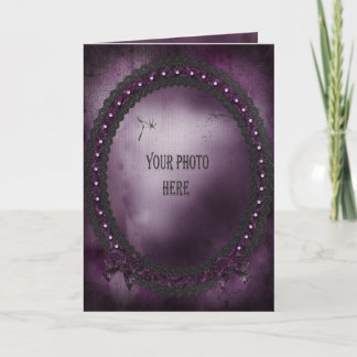 Lägg till din fotoromantiska lila Gothic ram Kort