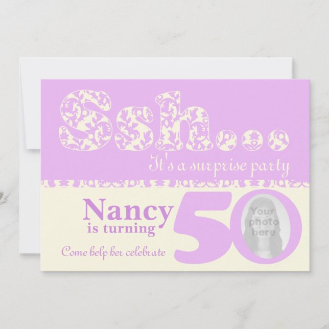 Lägg till din fotossh-överraskning 50-årsdag inbju inbjudningar (Framsida)