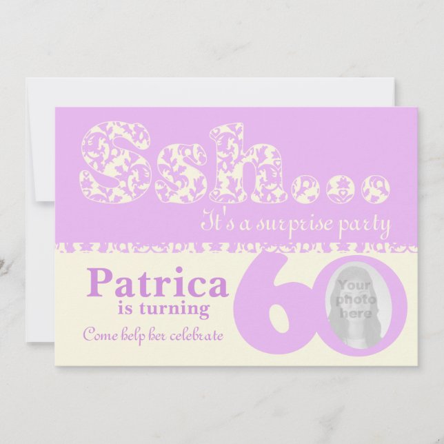 Lägg till din fotossh-överraskning 60-årsdag inbju inbjudningar (Framsida)