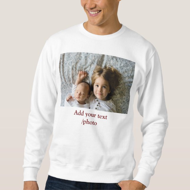 LÄGG TILL DIN FOTOTEXT CHRISTMAS Ho Lång Ärmad Tröja (Framsida)