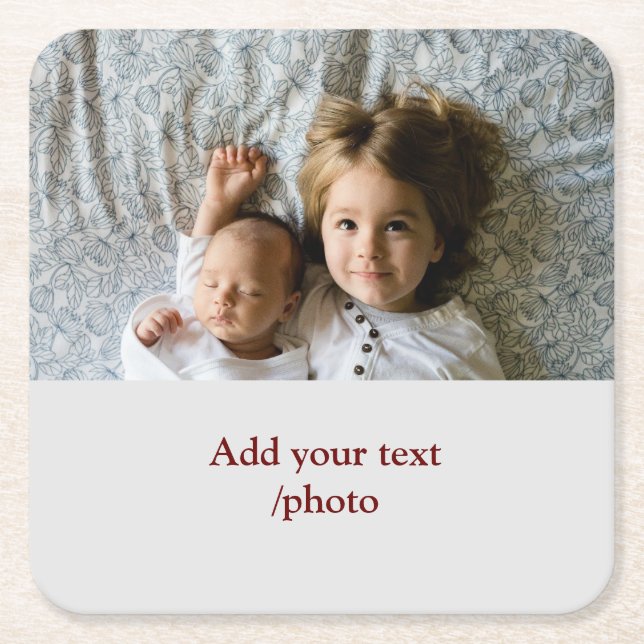 LÄGG TILL DIN FOTOTEXT CHRISTMAS UNDERLÄGG PAPPER KVADRAT (Framsidan)